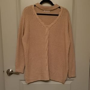 NWOT Mango Tan Cable Knit Sweater V Neck